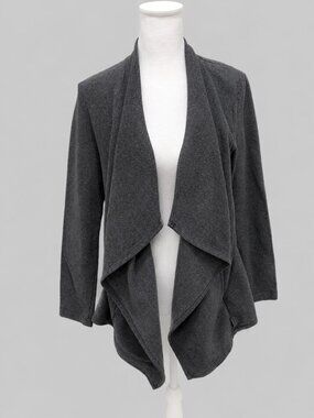 DKNY Gray Draped Open Front Wrap Cardigan Women's Small Waterfall Sweater
